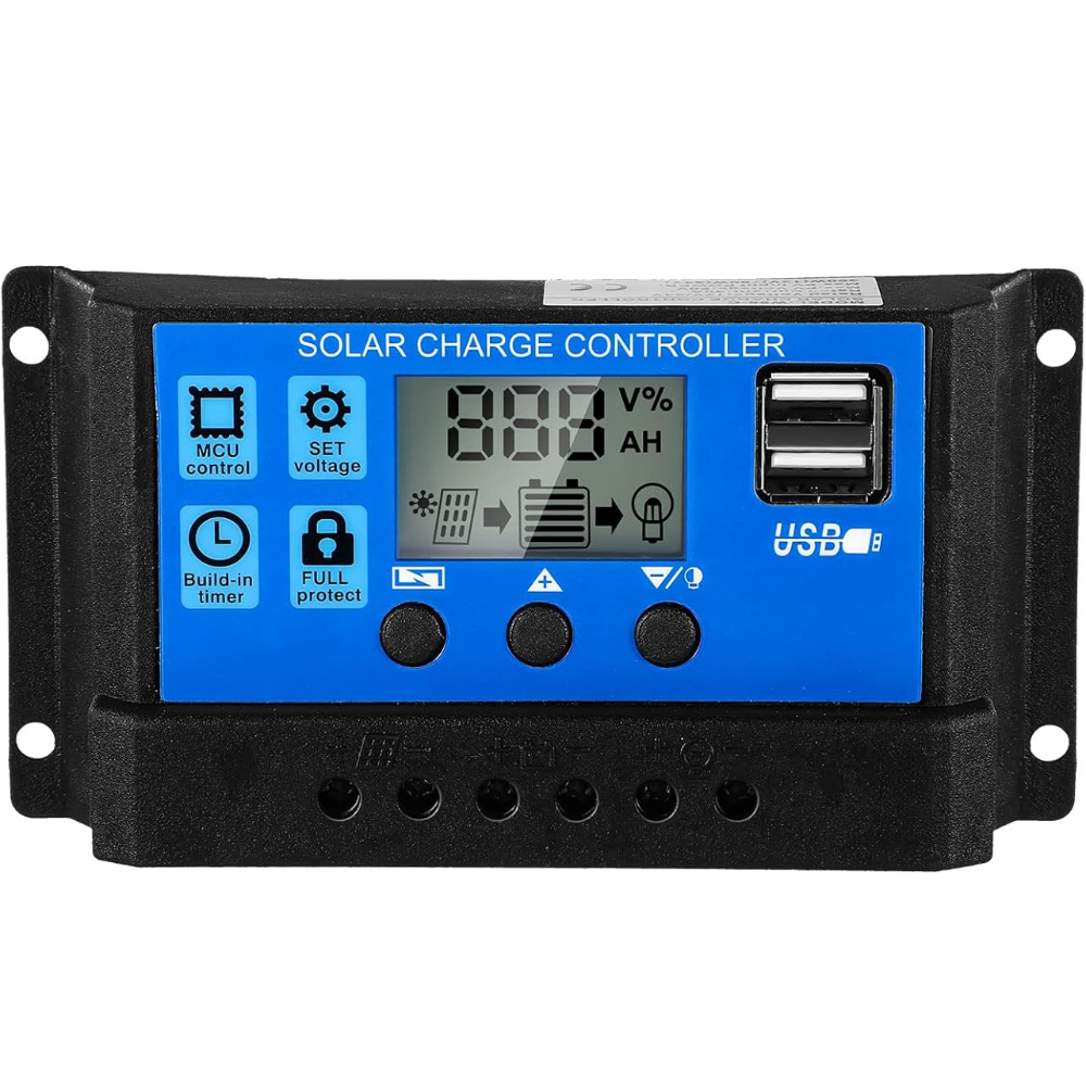 Kontroler ogniw słonecznych 12V/24V, kontroler ładowania paneli słonecznych, regulator napięcia z regulowanym wyświetlaczem LCD, timer, (20A)