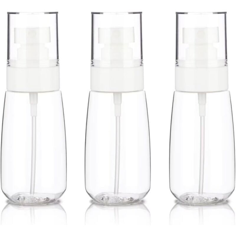 Zestaw 3 małych podróżnych atomizerów 60 ml, puste buteleczki z rozpylaczem, mini atomizery plastikowe z delikatną mgiełką