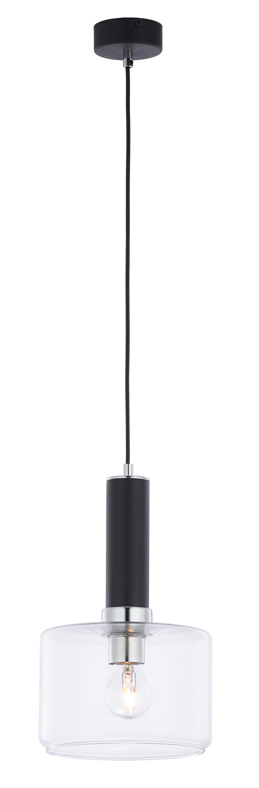 VANES lampa wisząca Jupiter srebrny/czarny E27 20x20x39-80 cm 1 szt.