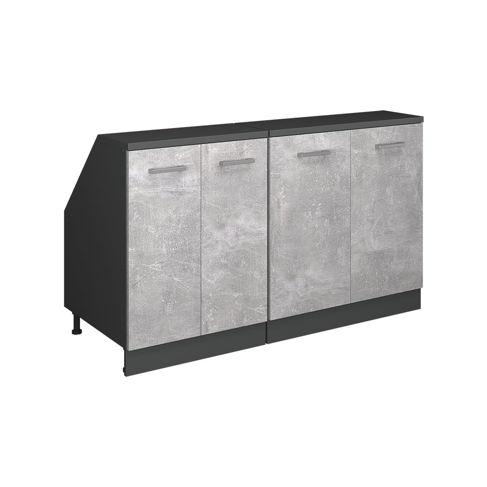 Vicco Zestaw szafek na dach skośny Rion, Beton, 140 cm Zestaw 2 korpusów szafy głębokość 60 cm