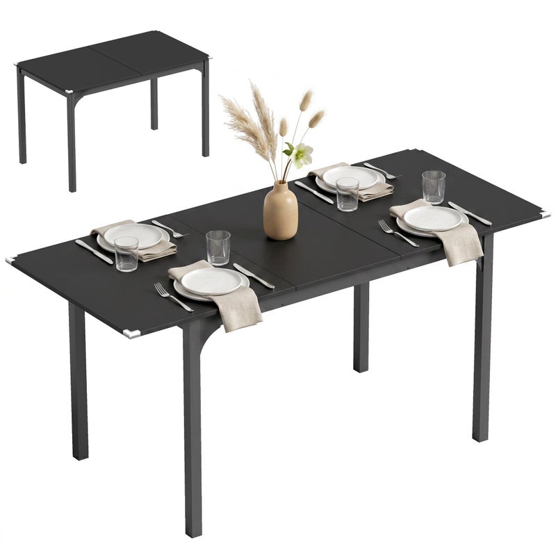Stół rozkładany dla 4-6 osób, regulowana długość od 120 do 160 cm, nogi stalowe, kolor czarny