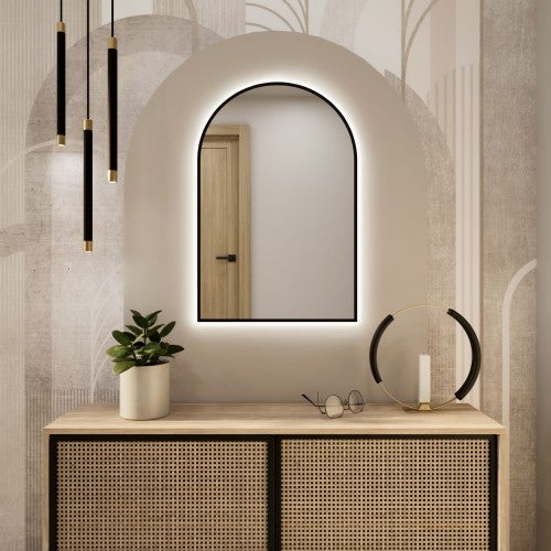 Lustro Tiny Border Pastille Cut 150x40 ramka czarna barwa światła ciepła