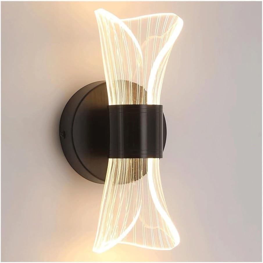 Nowoczesna, ściemnialna lampa ścienna LED 10W, trzy kolory, idealna do sypialni, salonu lub przedpokoju (czarna)