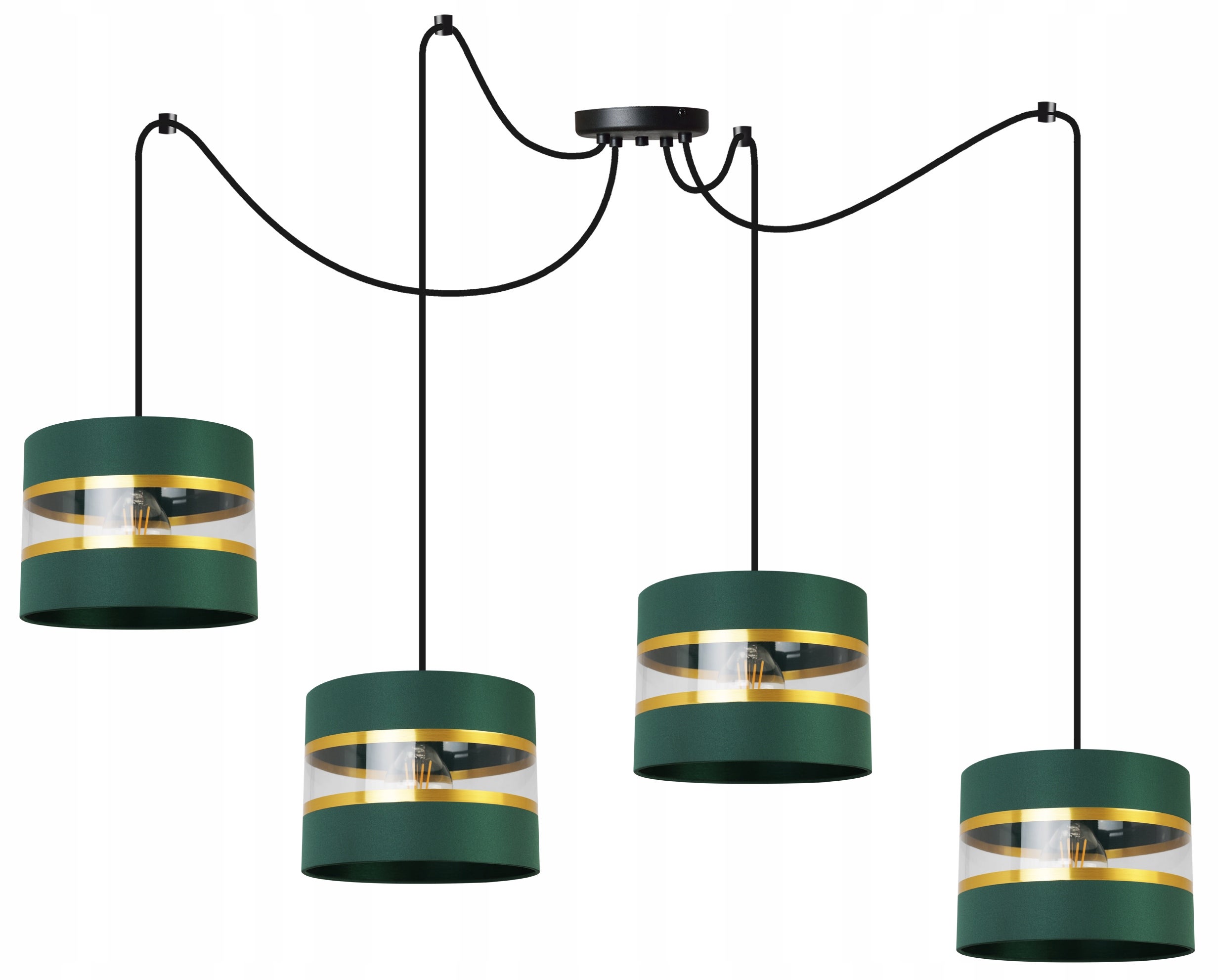 Lampa sufitowa wisząca Light Home LH Spider Elegance Gold 4x E27 60W zielony/czarny