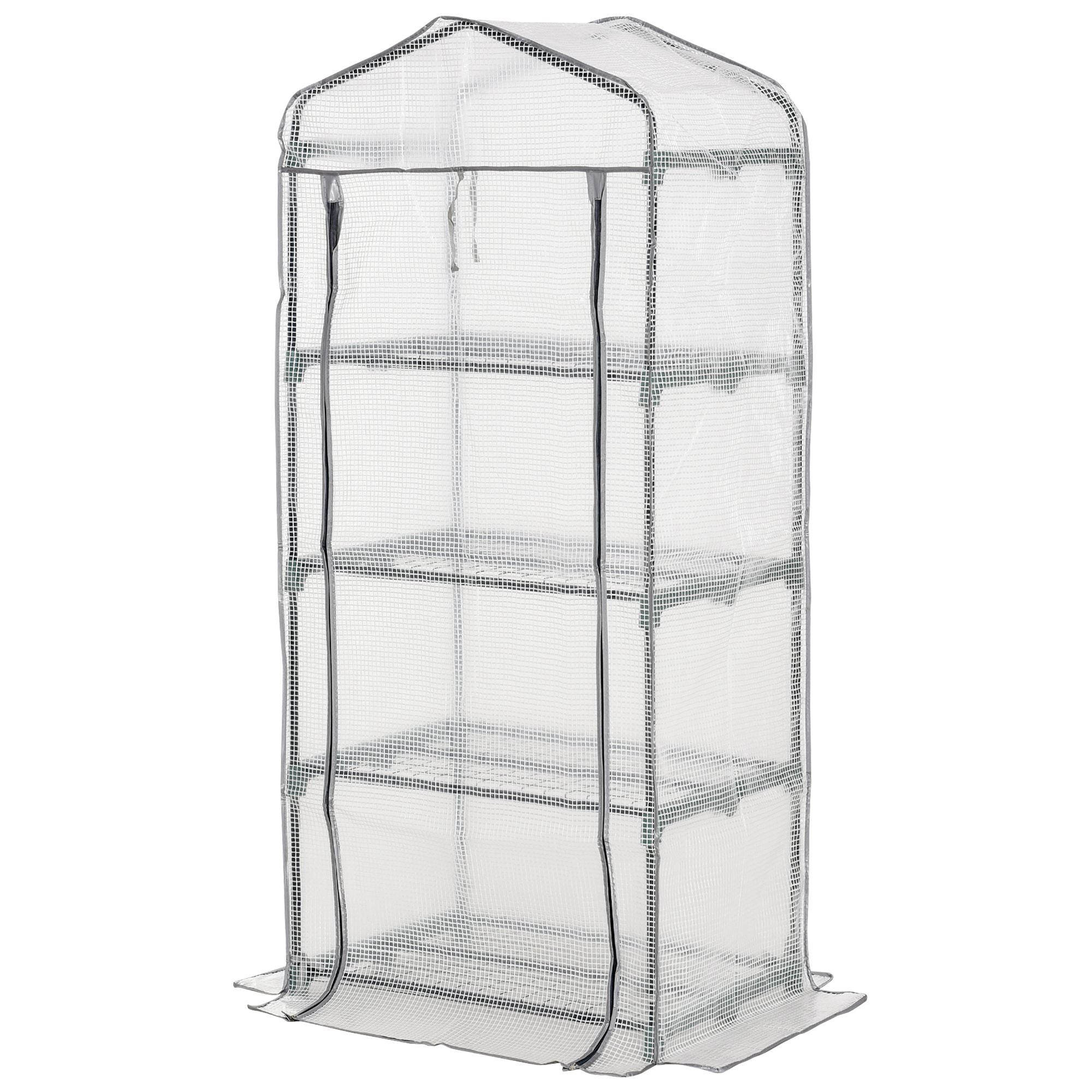 Szklarnia aluminiowa, mini szklarnia, inspekt, 4 półki, 70 x 50 x 160 cm, biała