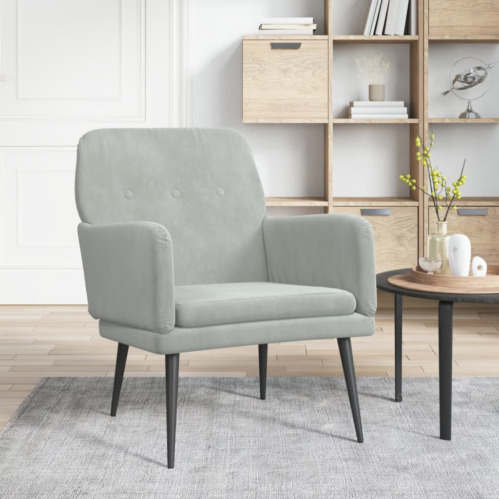 Fotel, jasnoszary, 62x79x79 cm, obity aksamitem vidaXL