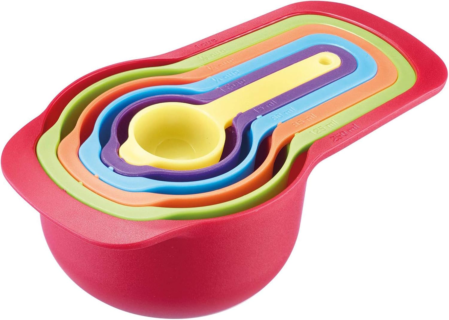 Zestaw 6 łyżek miarowych, zakresy pomiaru: 7,5/15/60/85/125/250 ml, plastik, bez BPA