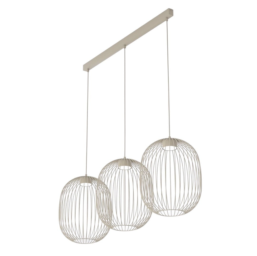 Lampa wisząca industrialna beżowa listwa owalne druciane klosze 3xGX53 10W MANTRA Emibig