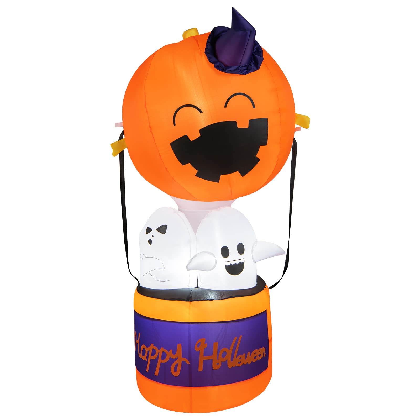 Balon na gorące powietrze nadmuchiwana dynia Halloween 180 cm, dekoracje nadmuchiwane ze światłami LED i akcesoriami mocującymi
