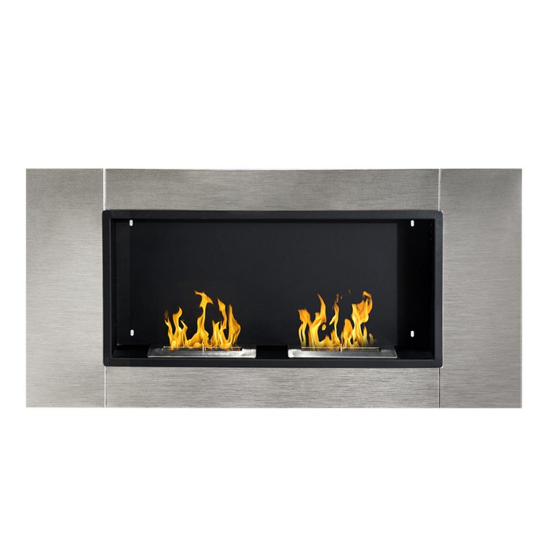 Biokominek ścienny z 2 palnikami, pojemność 3 l, 13600 BTU, 110 x 54 x 14,5 cm