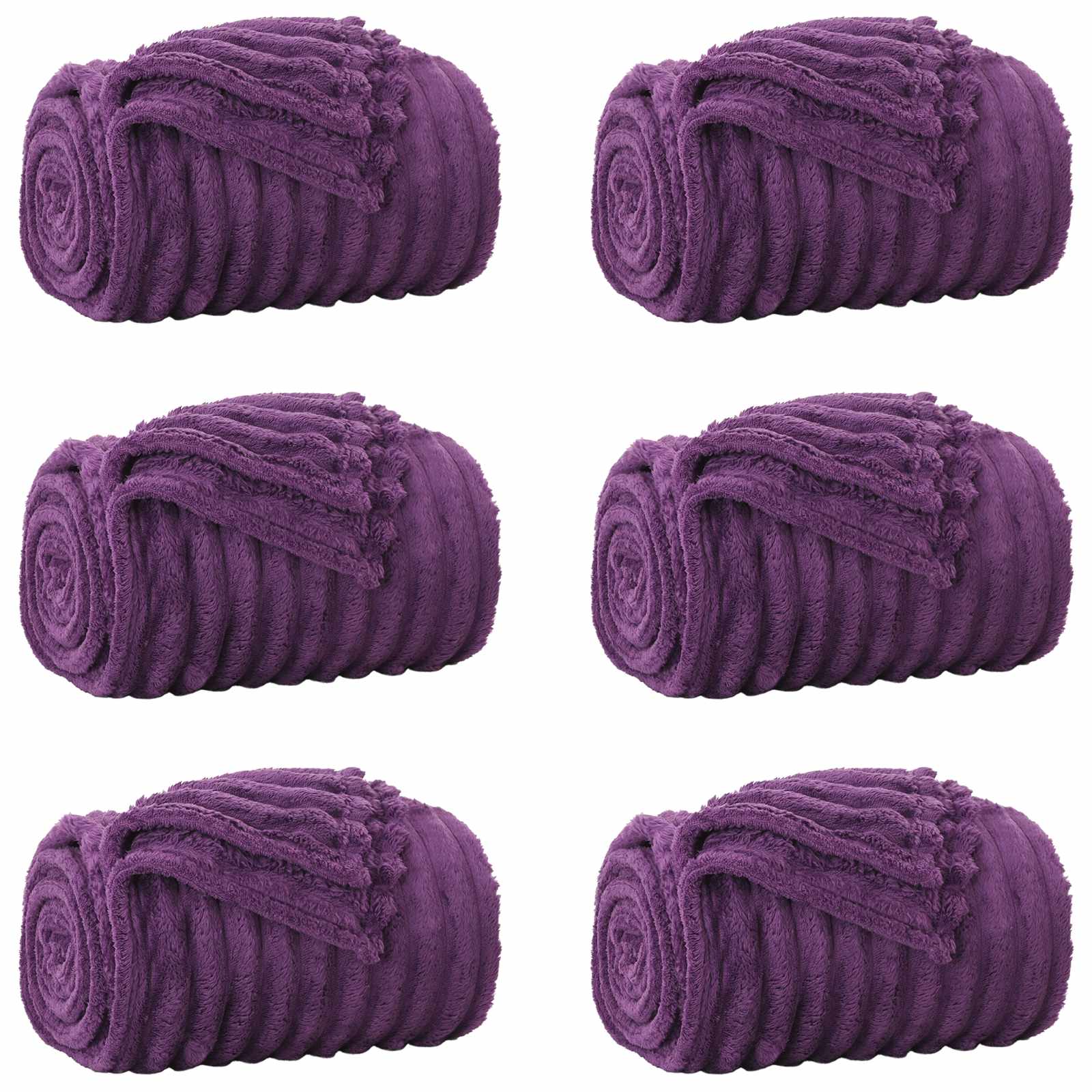 6x Koc Polarowy Narzuta na Łóżko 150x200 cm 260 g/m² Fioletowy