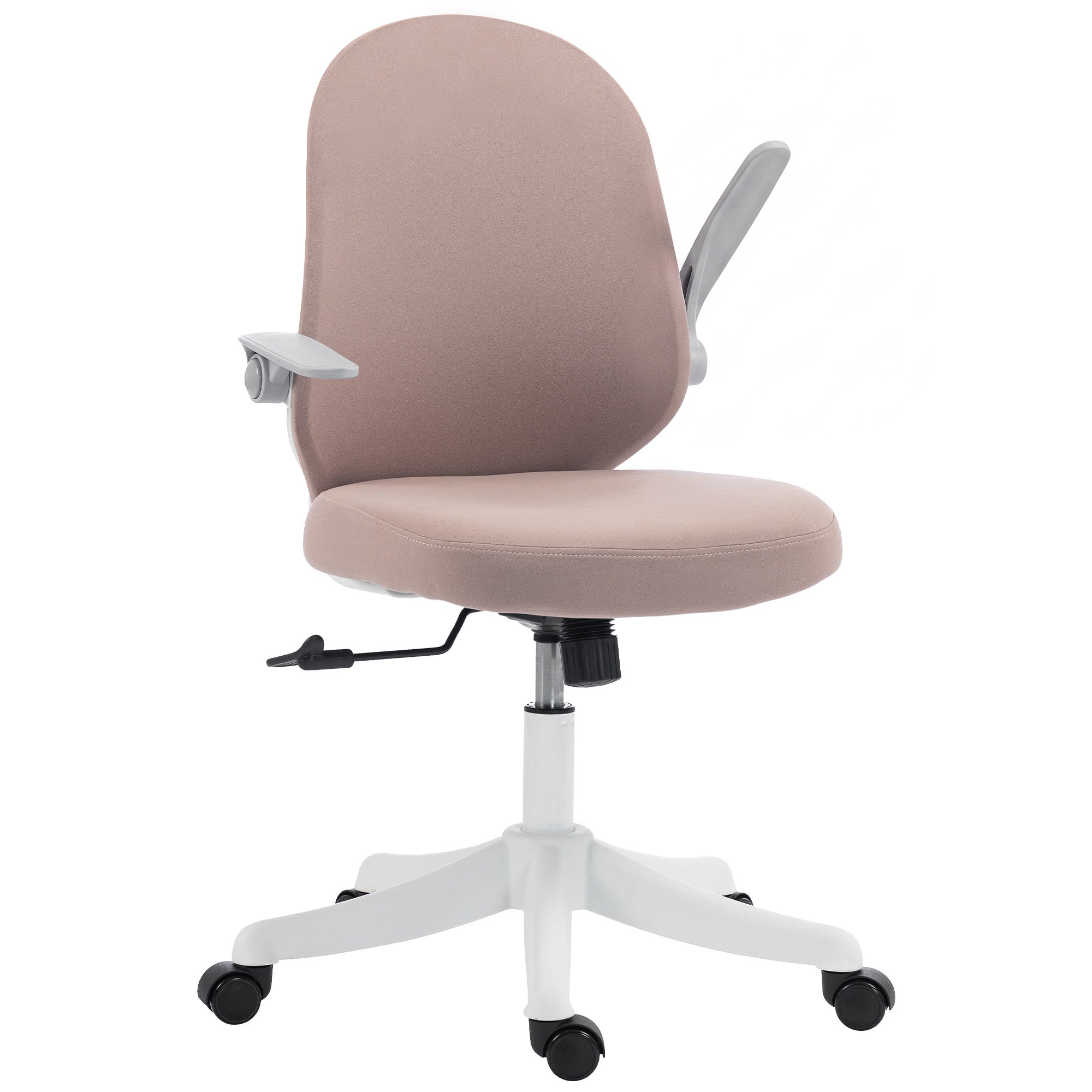 Ergonomiczny fotel biurowy z podnoszonymi podłokietnikami, obrotowy, różowy