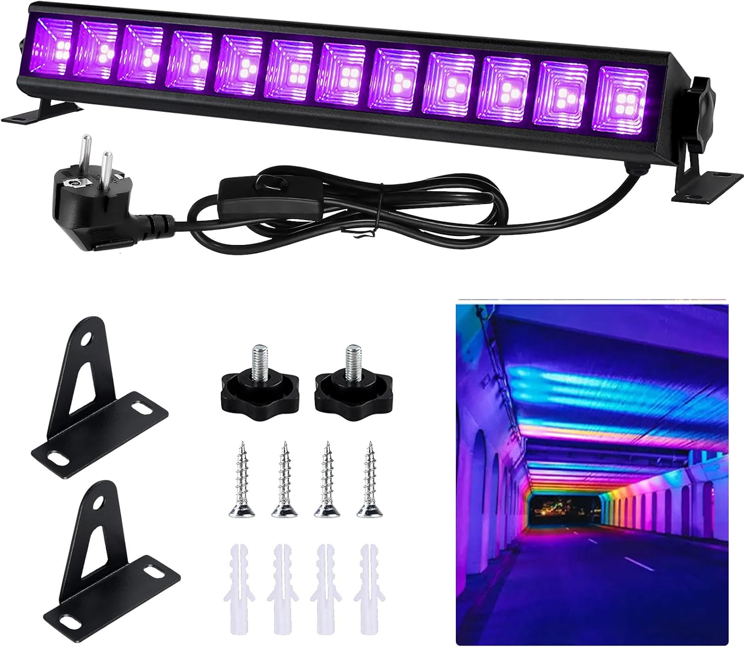 Przenośna lampa UV LED Tube 36W – Listwy świetlne Blacklight do fluorescencyjnych imprez, Halloween, plakatów, wieczorów
