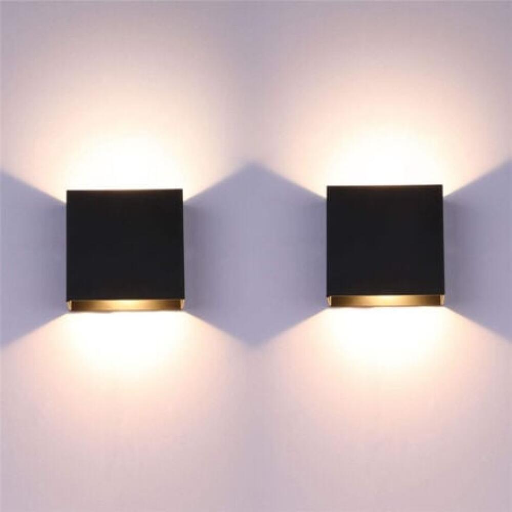 Kinkiet wewnętrzny 20 W, 12 x 12 x 12 cm, dekoracyjny kinkiet LED, ciepła biel, do sypialni, przedpokoju, salonu, czarny