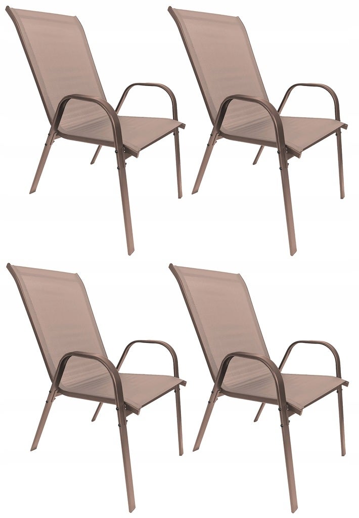 4 szt. wygodne metalowe nowoczesne krzesło ogrodowe balkon Minorka 4x brąz