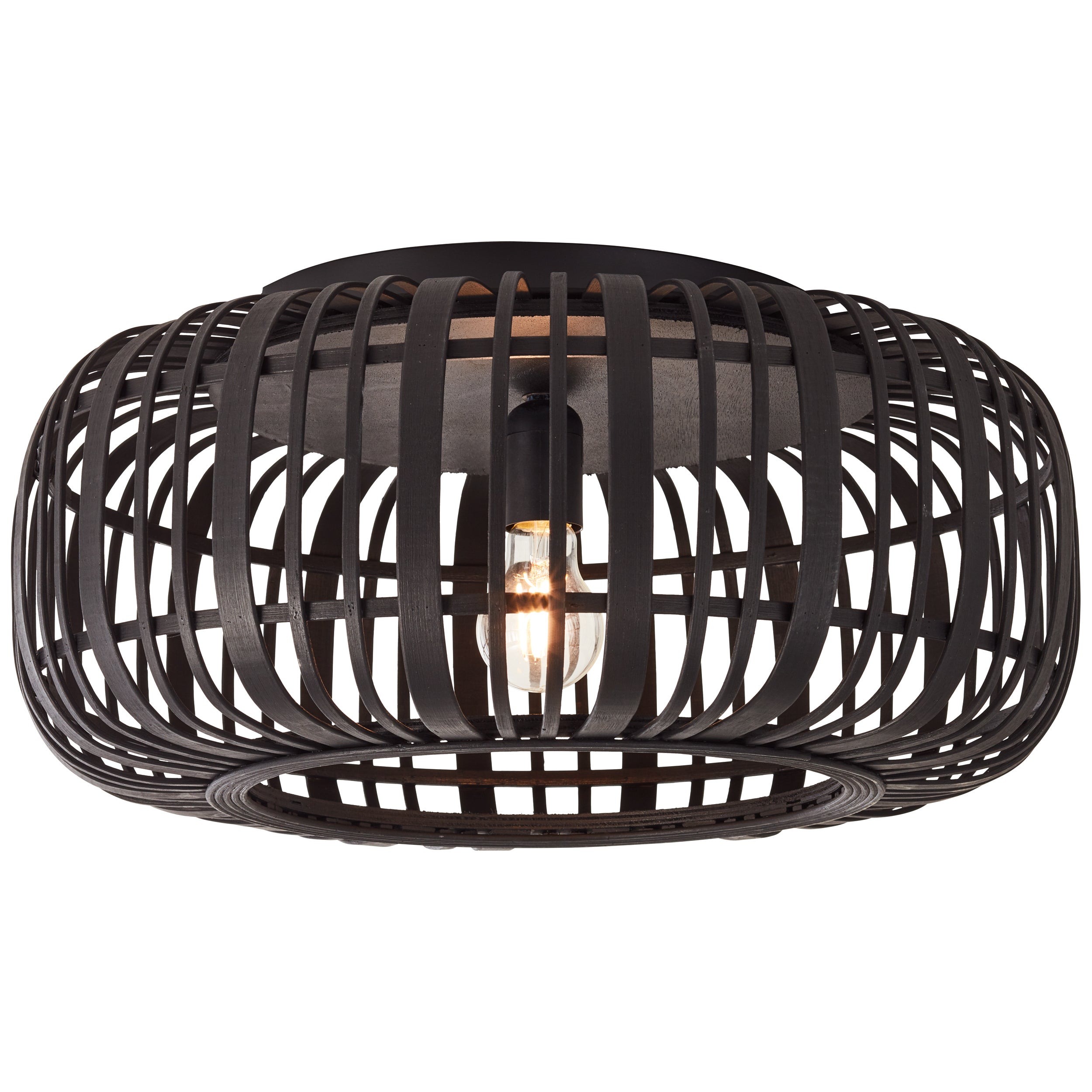 Brilliant lampa stołowa Woodball 1 lampa czarny mat/bambus metal/brąz szkło 1x A60, E27, 40 W