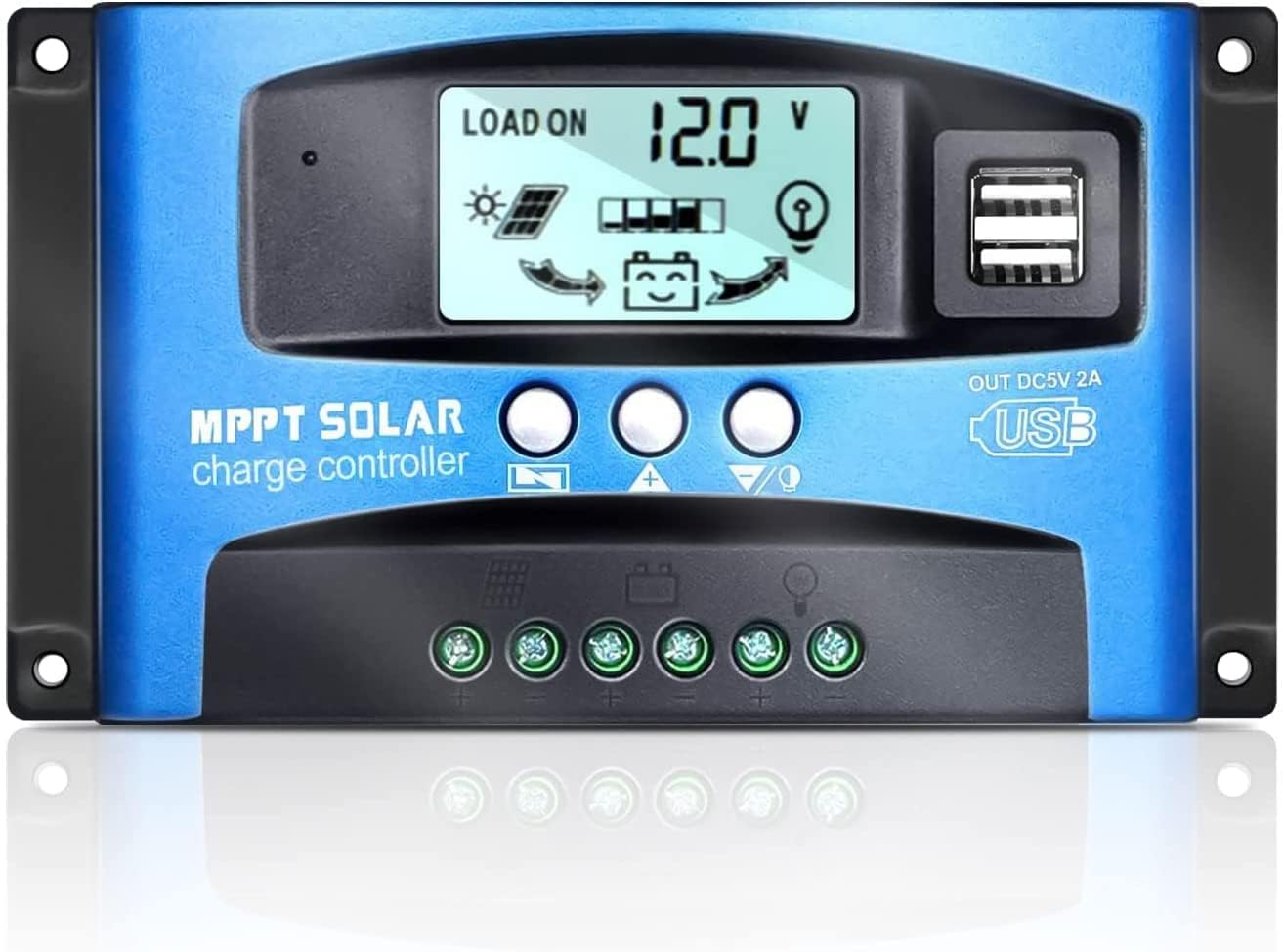 100A 12V 24V Automatyczny regulator ładowania słonecznego, 100A regulator panelu słonecznego z podwójnym portem USB 5V i wyświetlaczem LCD do akumul