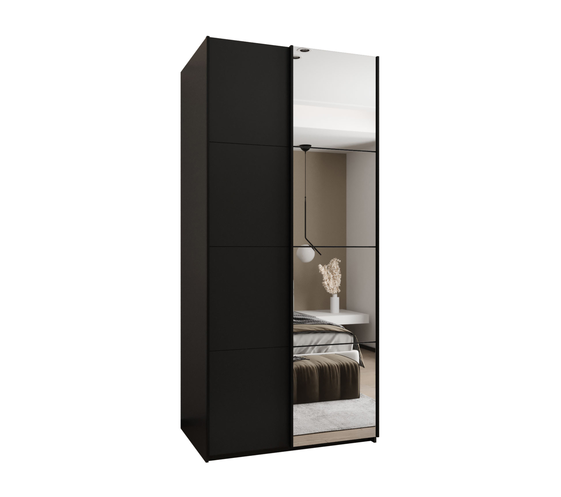 Szafa przesuwna wysoka Lux 3 120 x 64 x 245,5 cm czarny + czarny + u. czarny - Abiks Meble