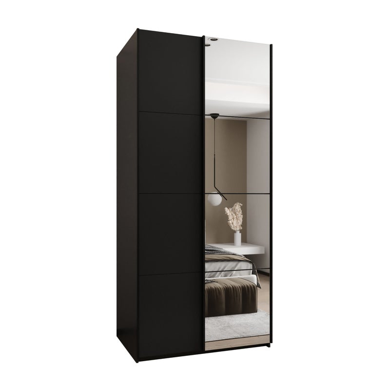 Szafa przesuwna wysoka Lux 3 120 x 64 x 245,5 cm czarny + czarny + u. czarny - Abiks Meble