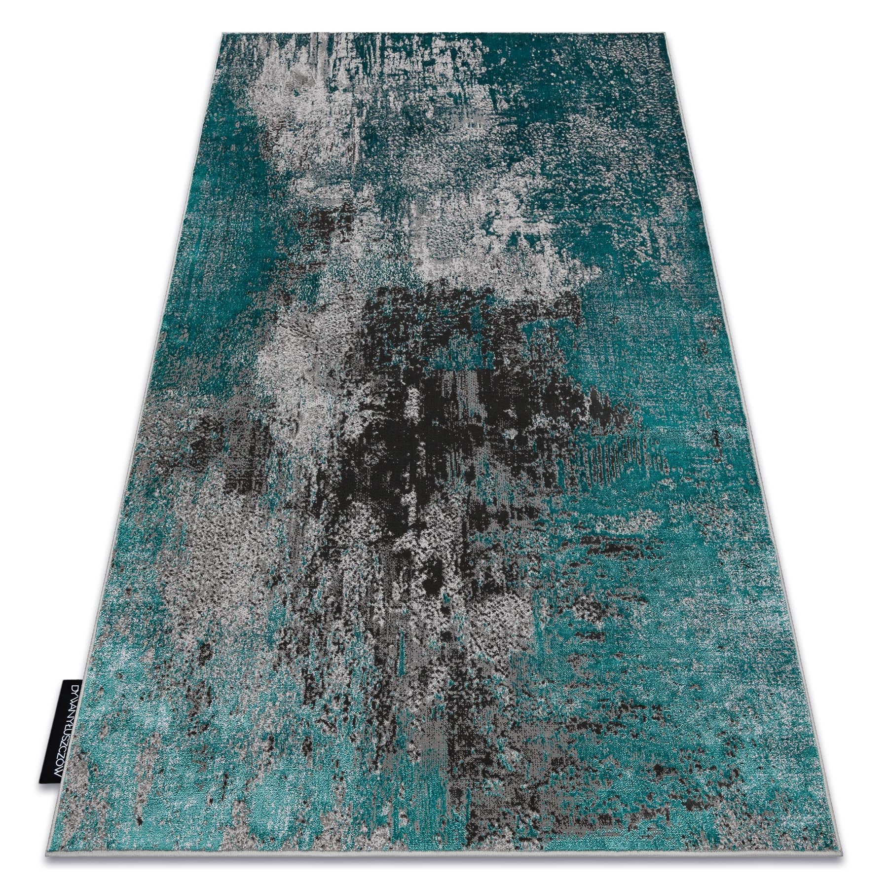 Dywan DE LUXE nowoczesny 570 Vintage przecierany - Strukturalny zielony / antracyt 200x290 cm