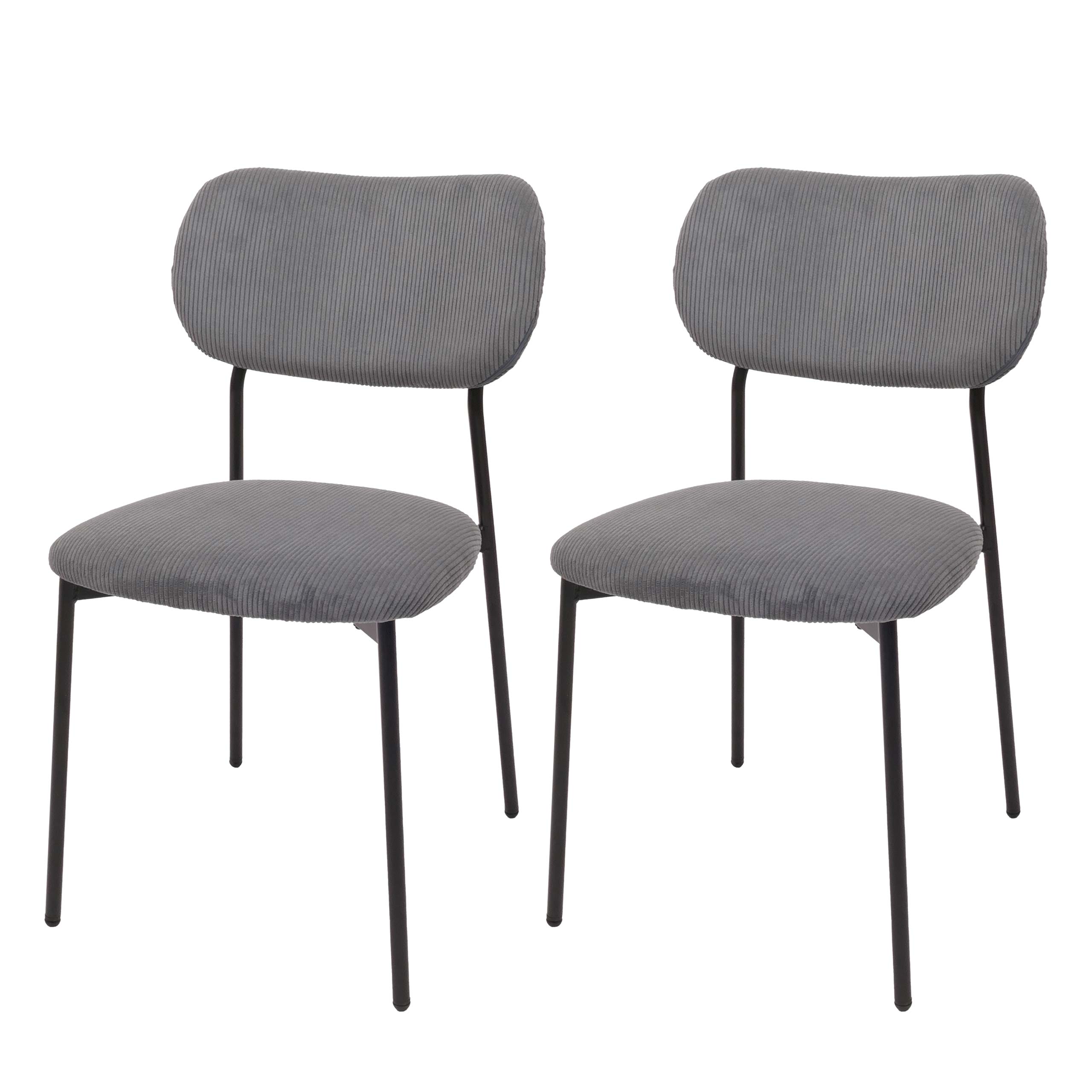 Zestaw 2 krzeseł do jadalni HWC-O26, krzesło kuchenne tapicerowane, sznurek (330g/m²) tkanina/tkanina metal ~ ciemnoszary
