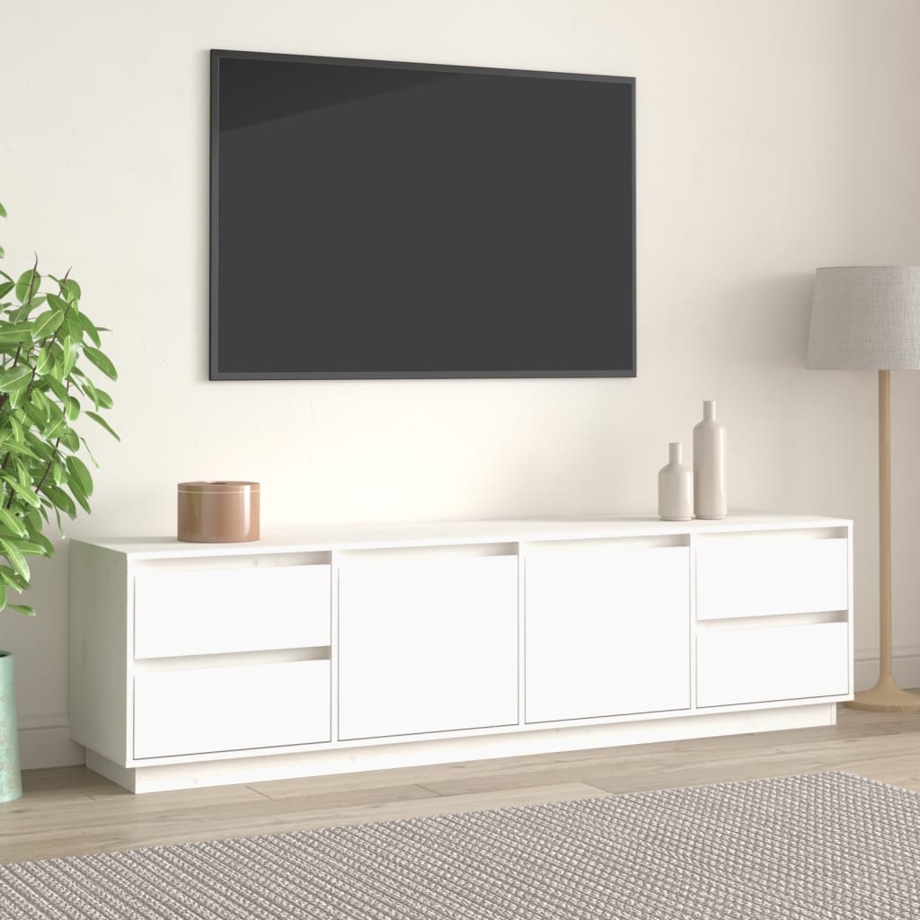 Szafka pod telewizor, biała, 176x37x47,5cm, lite drewno sosnowe vidaXL