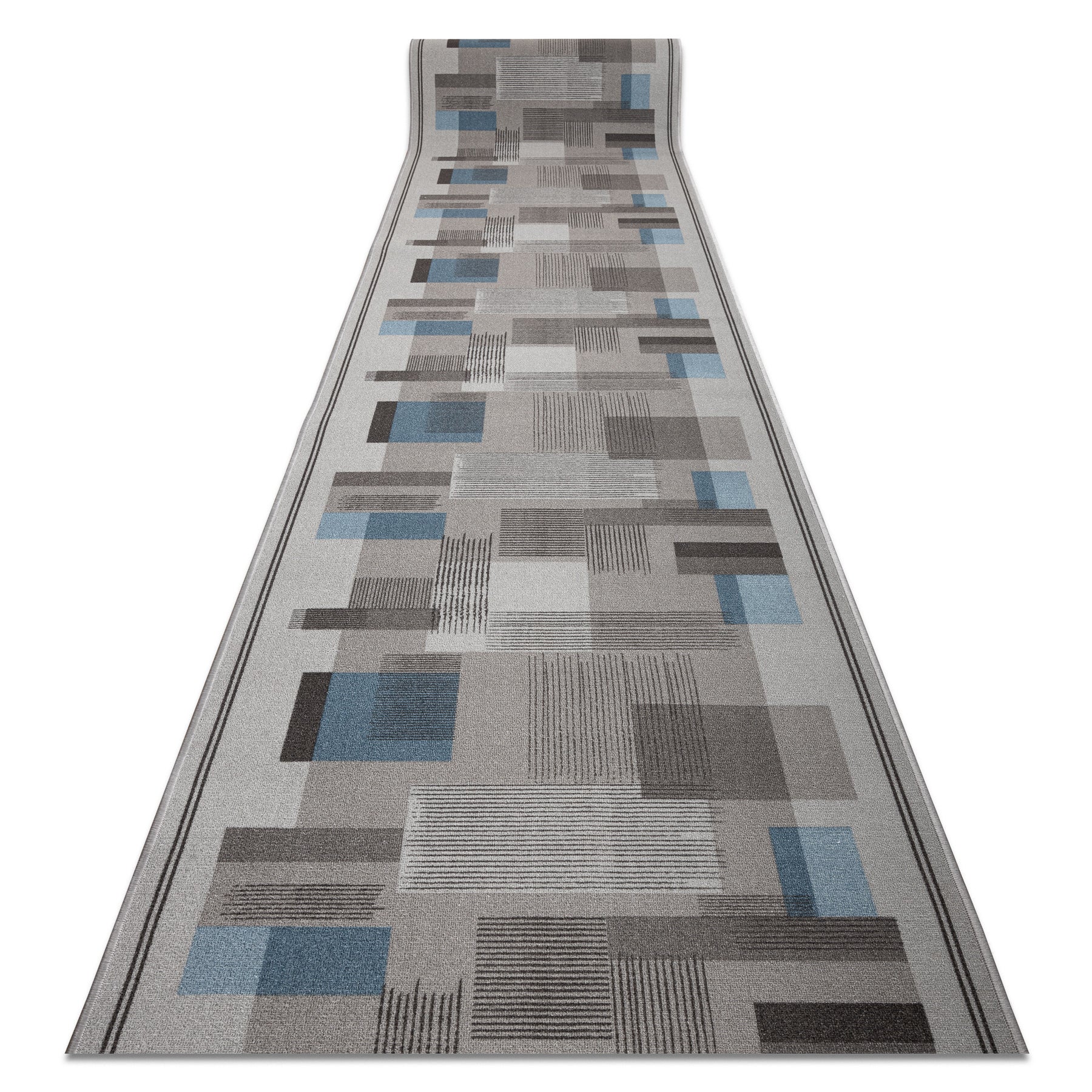 CHODNIK podgumowany LISTRA Geometryczny, antypoślizgowy szary 67cm 67x1300 cm