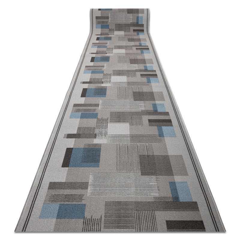 CHODNIK podgumowany LISTRA Geometryczny, antypoślizgowy szary 67cm 67x1300 cm