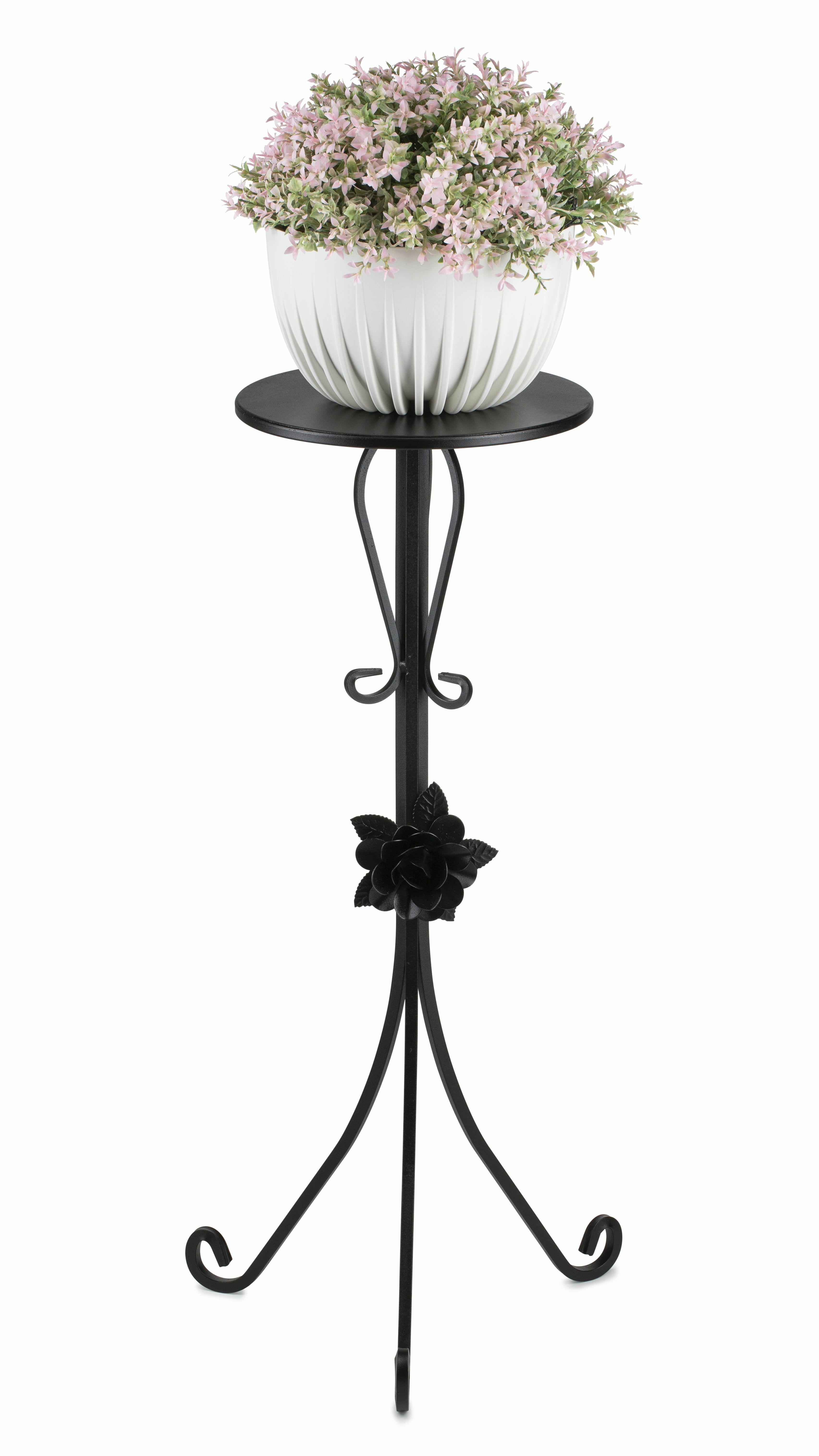 Kwietnik metalowy HowHomely z różą czarny matowy 35x35x75 cm 1 szt.