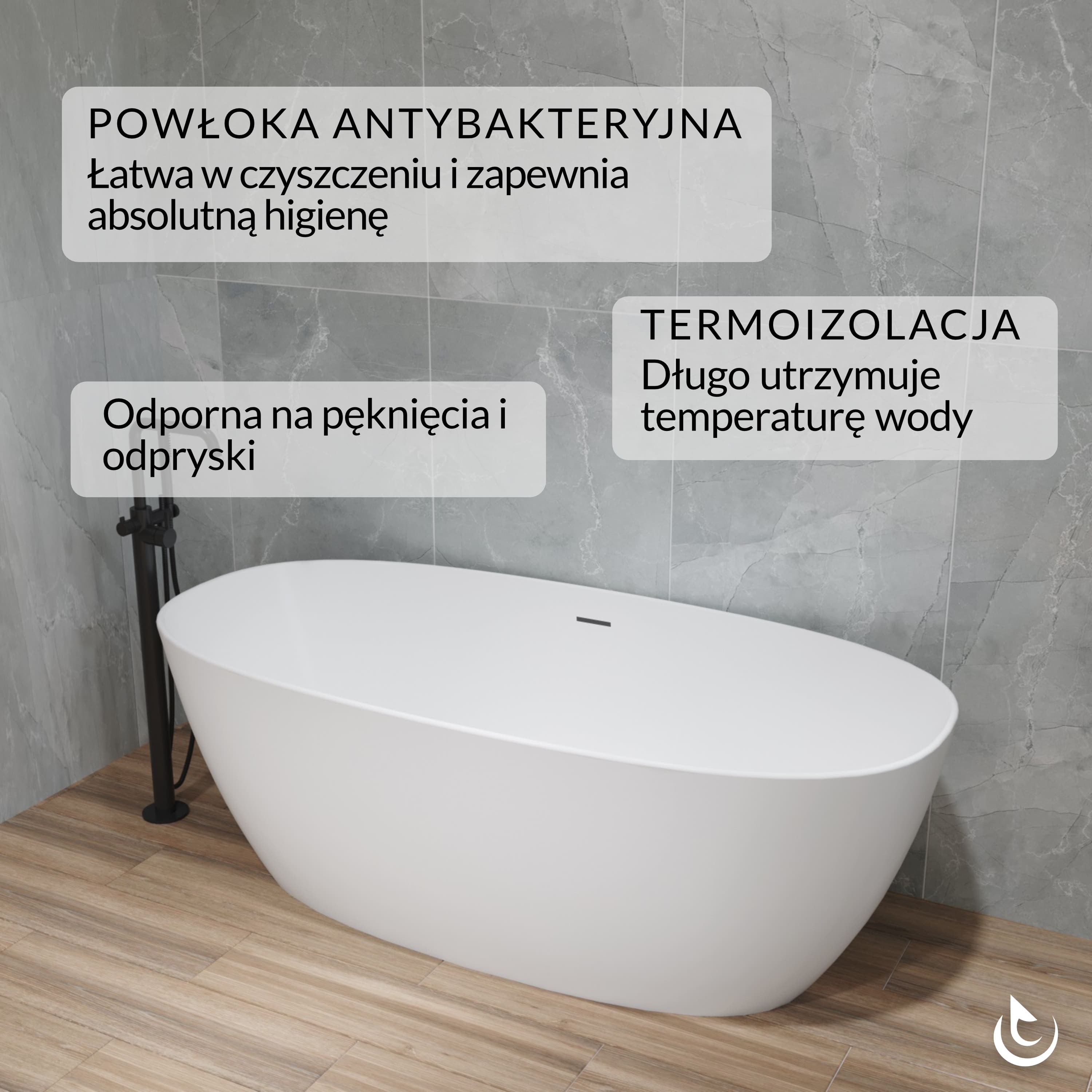 Wanna wolnostojąca akrylowa Helmken Lola 170 x 80 + Nóżki + Syfon / 31683370