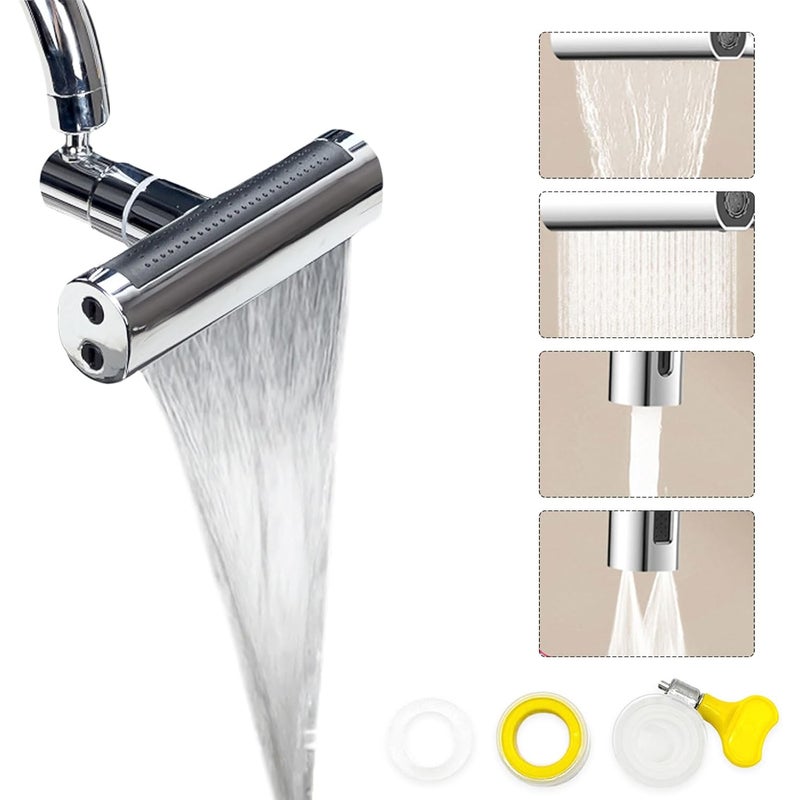 Bateria kuchenna kaskadowa 4 w 1 (srebrna, 13 cm), obrót o 360°, obrotowa bateria kaskadowa, dysza rozpylająca z 4 funkcjami, do mycia warzyw