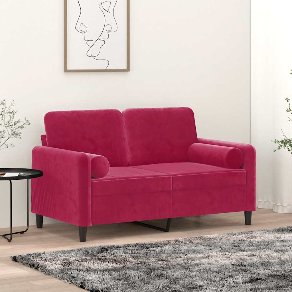 Poduszki ozdobne, 2 szt., czerwień winna, Ø15x50 cm, aksamit vidaXL