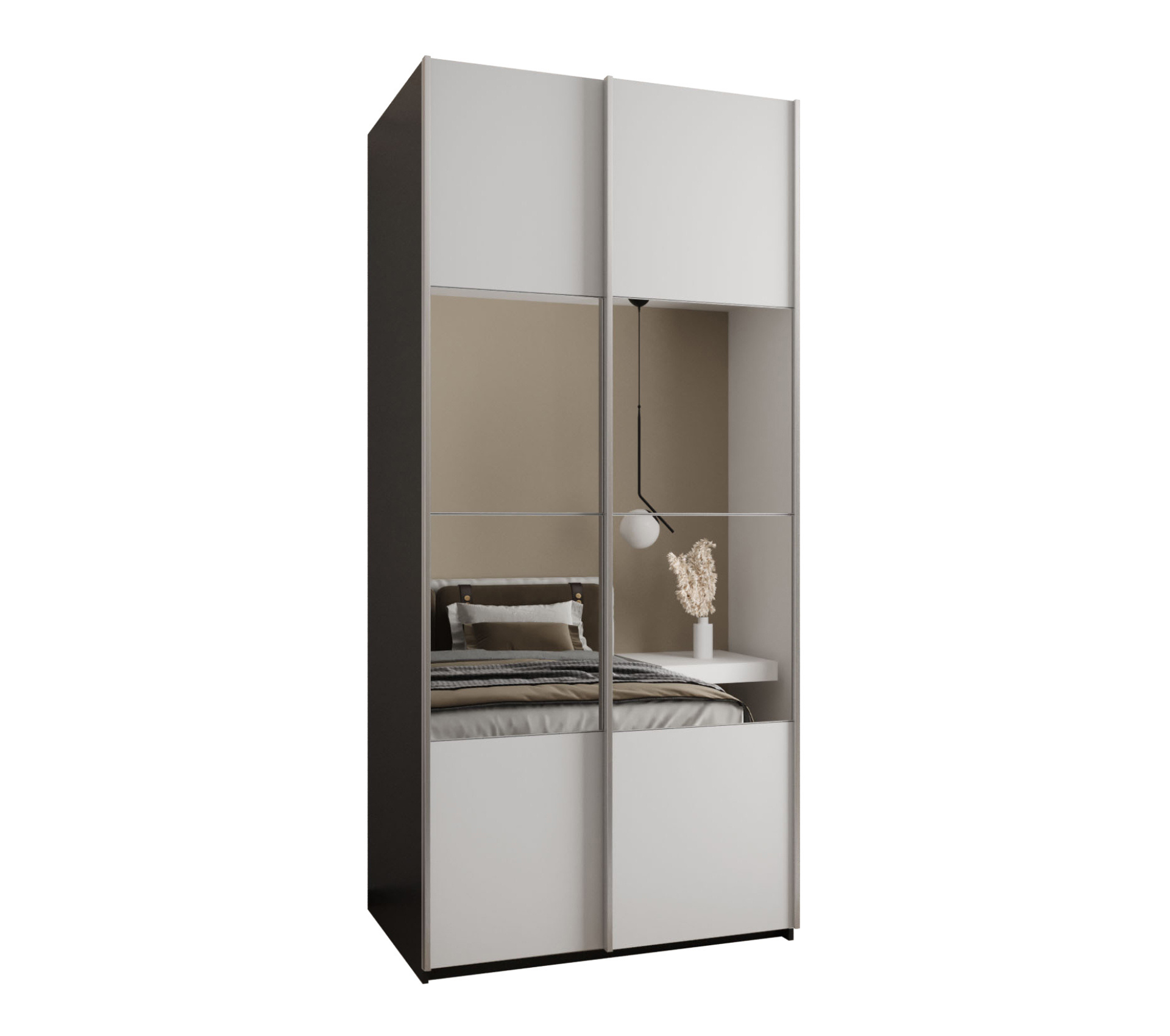 Szafa przesuwna wysoka Lux 4 100 x 64 x 245,5 cm czarny + biały + u. srebrny - Abiks Meble