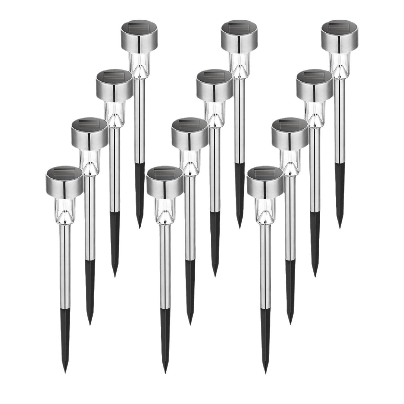 Wodoodporne lampy solarne do użytku zewnętrznego, oświetlenie LED ze stali nierdzewnej, lampy solarne do ogrodu, latarnie zewnętrzne, zestaw 12 sztuk