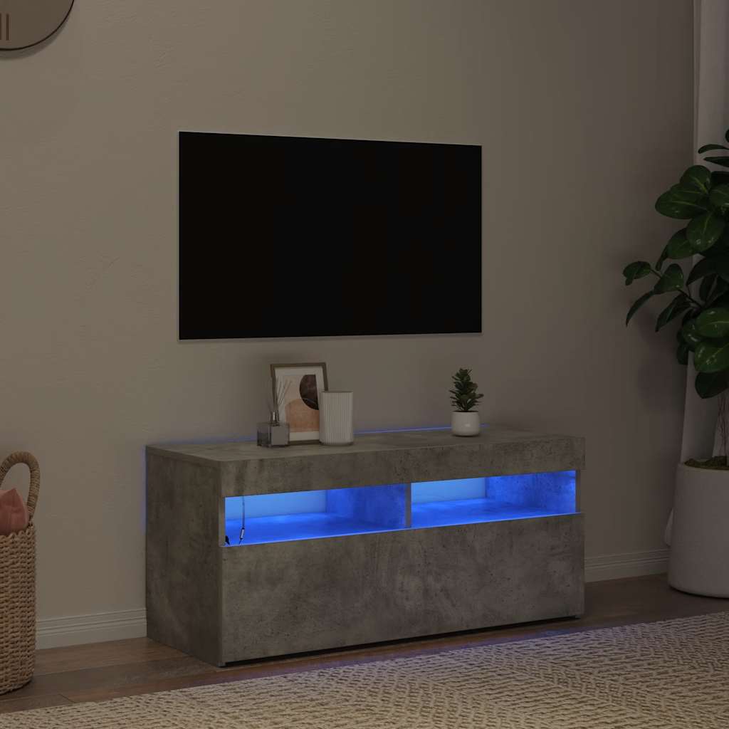 Meuble TV VidaXL z oświetleniem LED 90x35x40 cm kolor szary