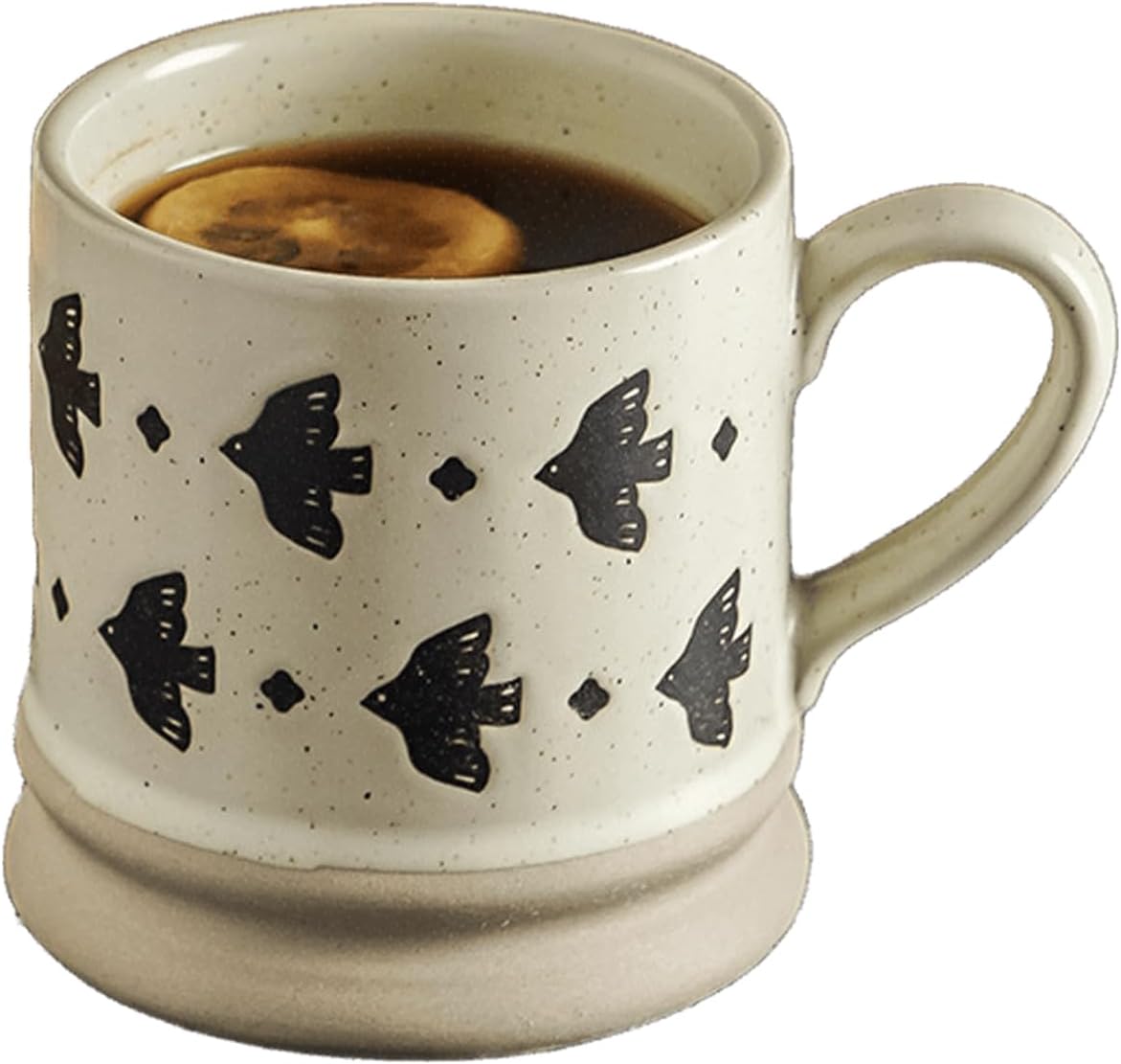 Ceramiczny kubek do kawy w stylu vintage o pojemności 400 ml (14 uncji), wykonany ręcznie z oryginalnego wzoru (zdobiony motywami ptaków).