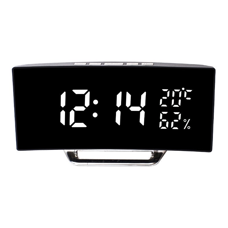 Cyfrowy budzik, zegar nocny LED, 12/24 godziny, 2 alarmy, temperatura i wilgotność, regulowana jasność, drzemka, zasilanie USB, funkcja pamięci