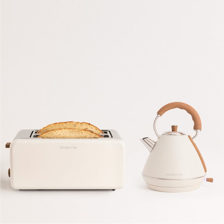 CREATE - Pack toster TOAST RETRO + czajnik elektryczny KETTLE RETRO - Blanc cassé