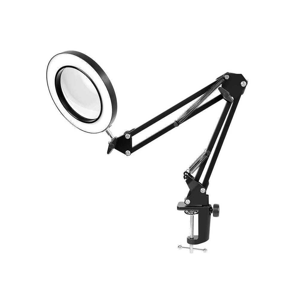 Lampa powiększająca LED ze zintegrowanymi sprężynami i zaciskiem, 3 ściemnialnymi lampami CCT, ramieniem przegubowym, do prac precyzyjnych, modelarst