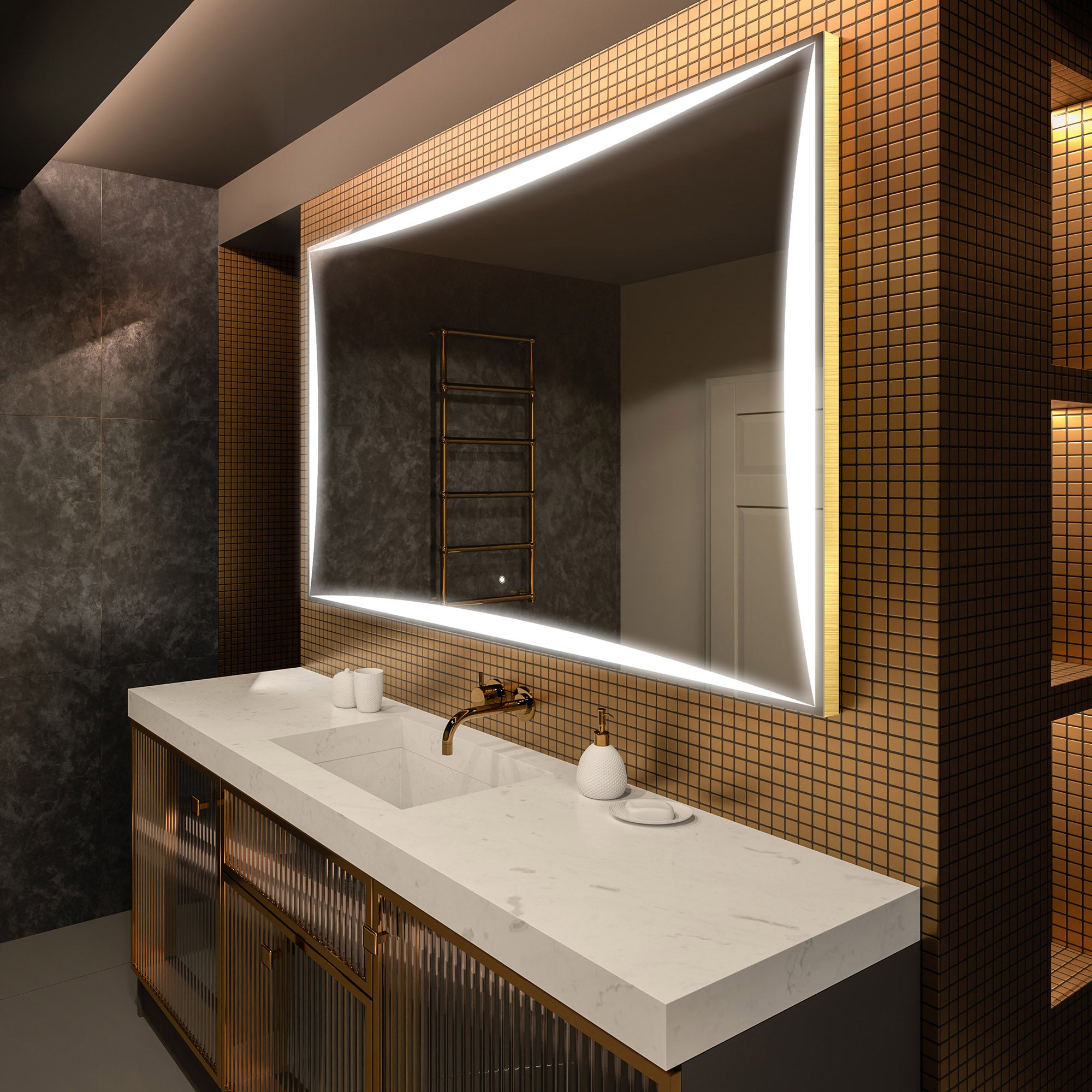 Lustro Premium z podświetleniem LED do łazienki (130x100cm) Lustro podświetlane LED z podświetleniem dotykowym