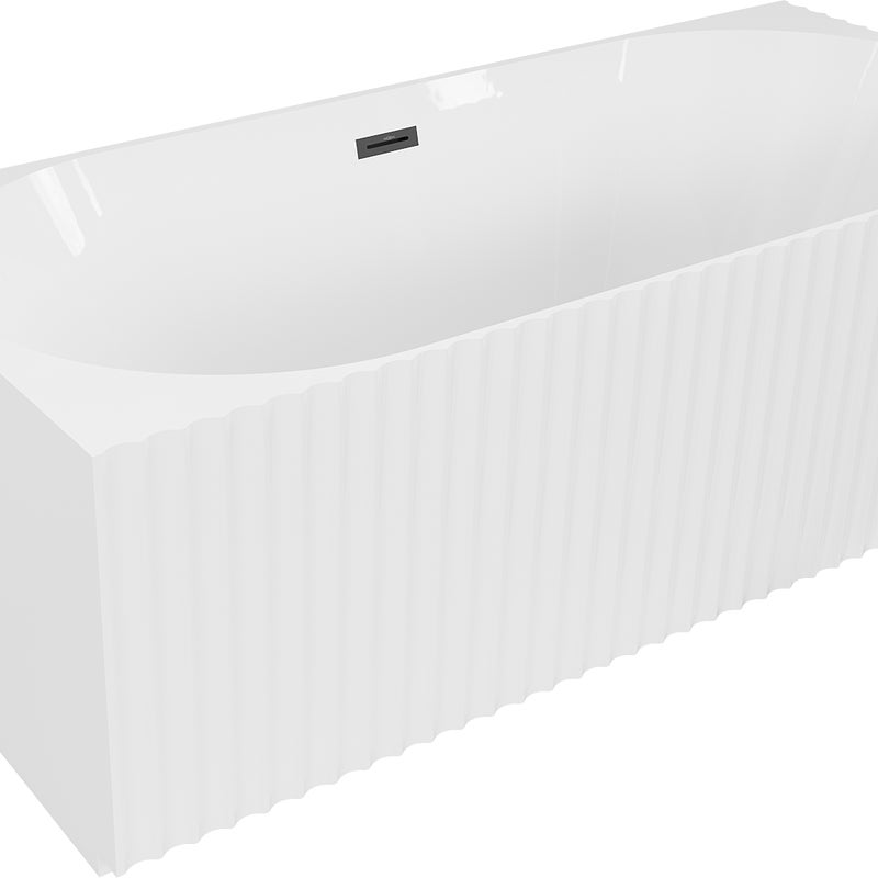 Mexen Gia wanna wolnostojąca narożna ryflowana lewa 150 x 75 cm, biała połysk, przelew czarny - 52701507500L-70