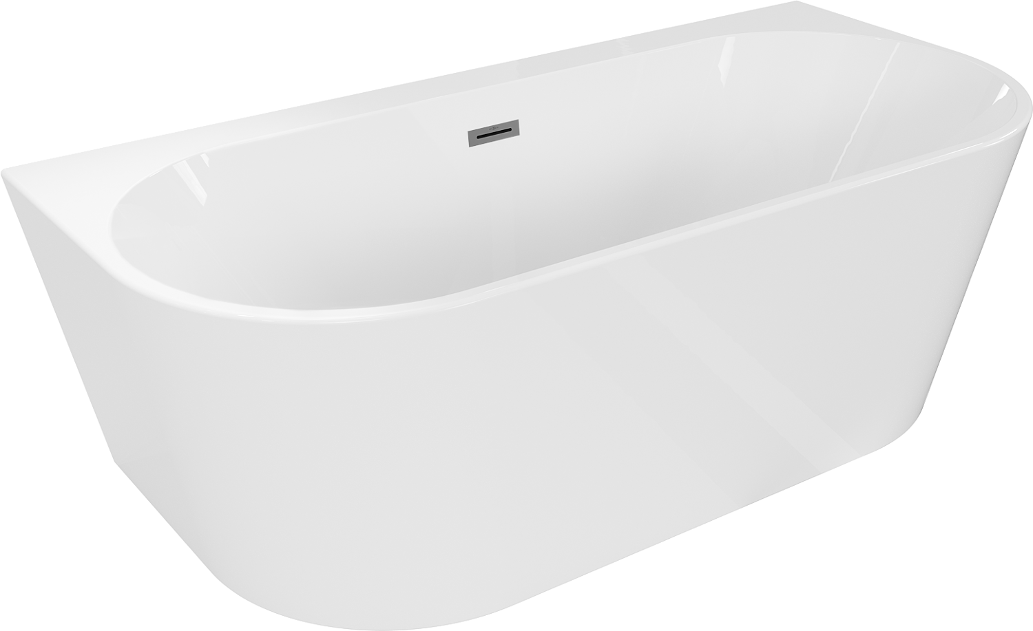 Mexen Oval+ wanna wolnostojąca przyścienna 170 x 80 cm, biała, przelew gun metal - 52681708000-95