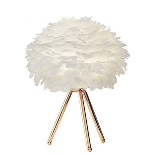 Lampa stołowa LED Feather z przyciskiem ściemniającym, złota lampka biurkowa z lampką nocną, wtyczka europejska typu 1, kształt trójkątny