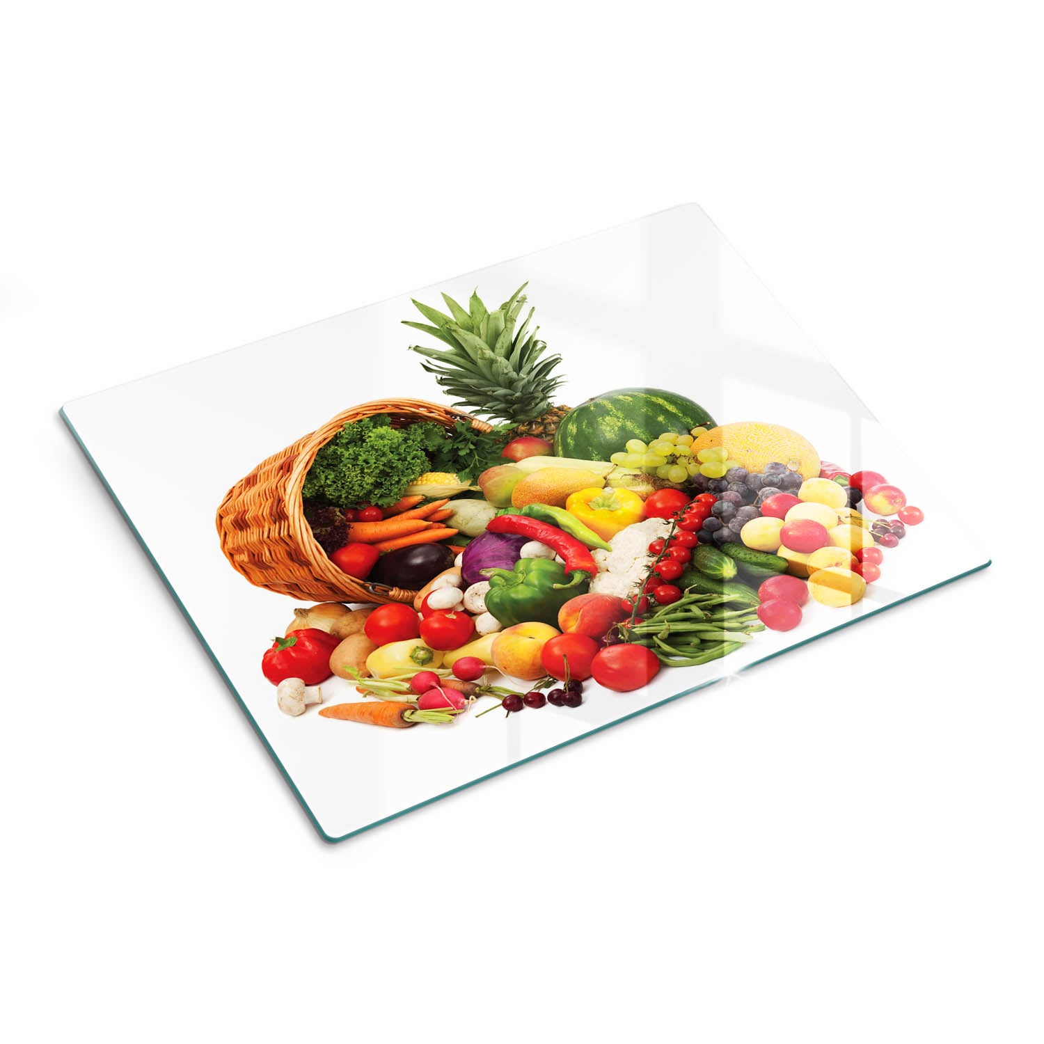 Szklana płyta kuchenna dekoracyjna deska do krojenia - Owoce Warzywa - 30x40 - Tulup