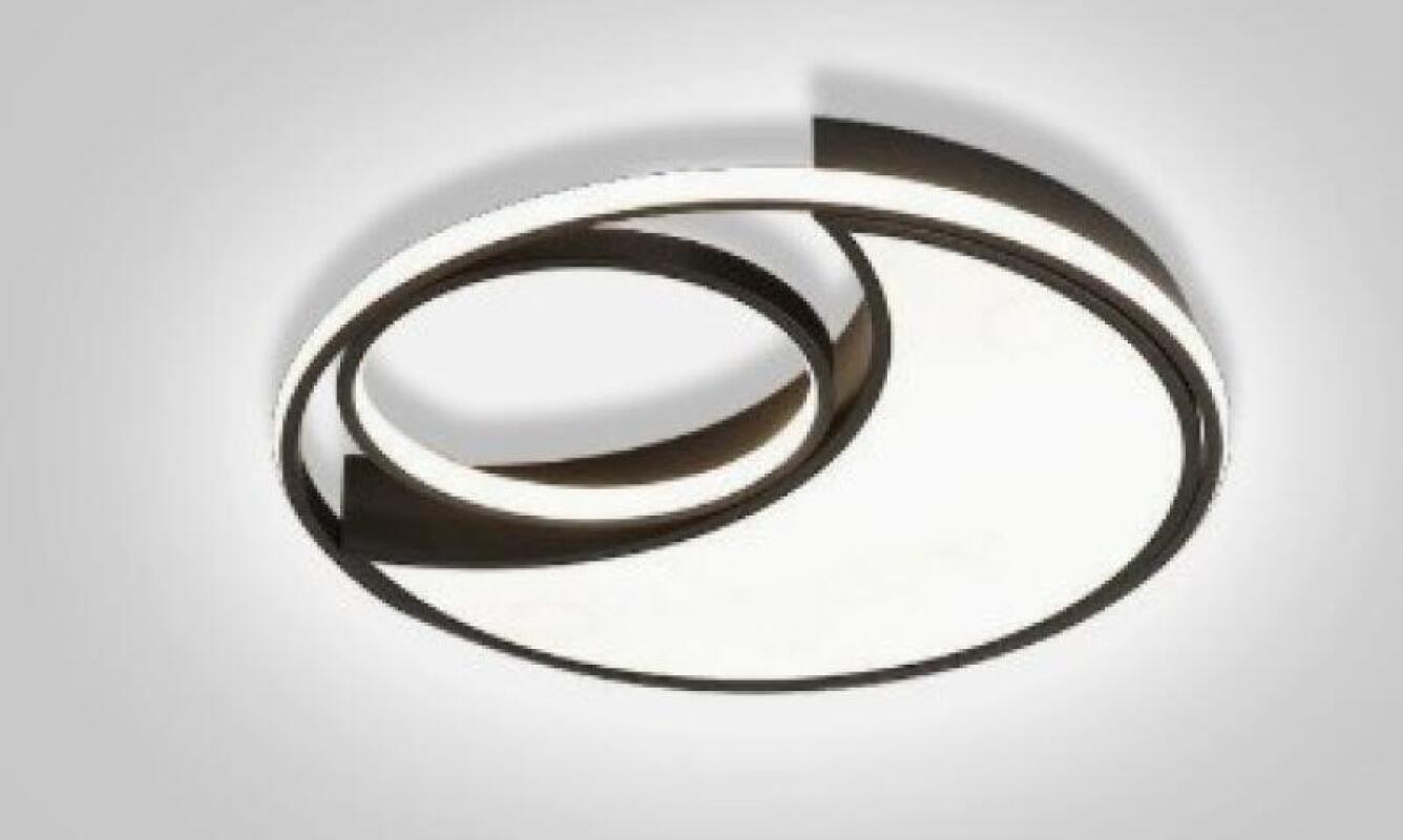 Wpuszczana lampa sufitowa LED, 54 W, trzy temperatury barwowe, regulowana jasność, z pilotem, kształt księżyca, czarna, 50 cm.