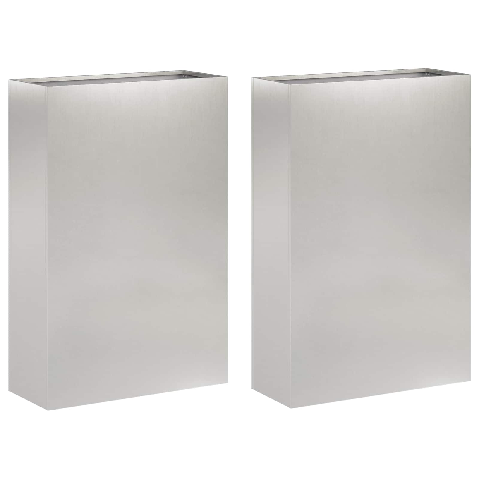 2x Donica Ogrodowa ze Stali Nierdzewnej 40x20x75 cm Srebrna na Taras