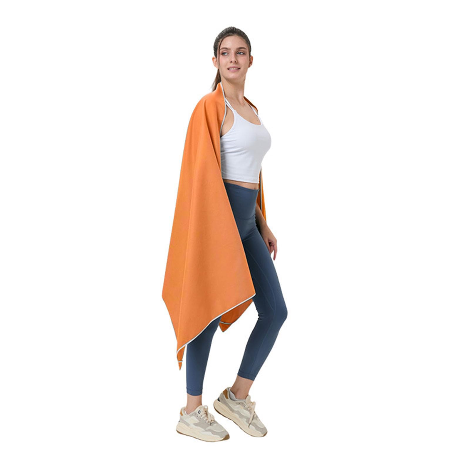 Pomarańczowy – Ręcznik plażowy z mikrofibry 76x190cm z zamknięciem magnetycznym, szybkoschnący, lekki i chłonny, idealny na plażę, basen, saunę, sport