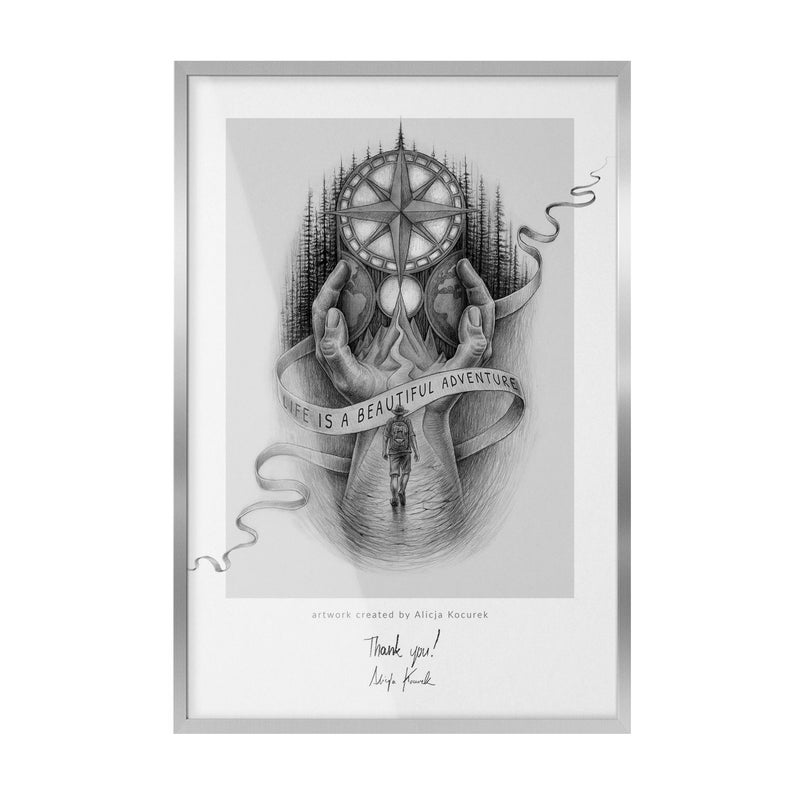 Stylowa ramka do zdjęć i grafiki ściennej TULUP srebrna – 40x60 cm – prostokątna