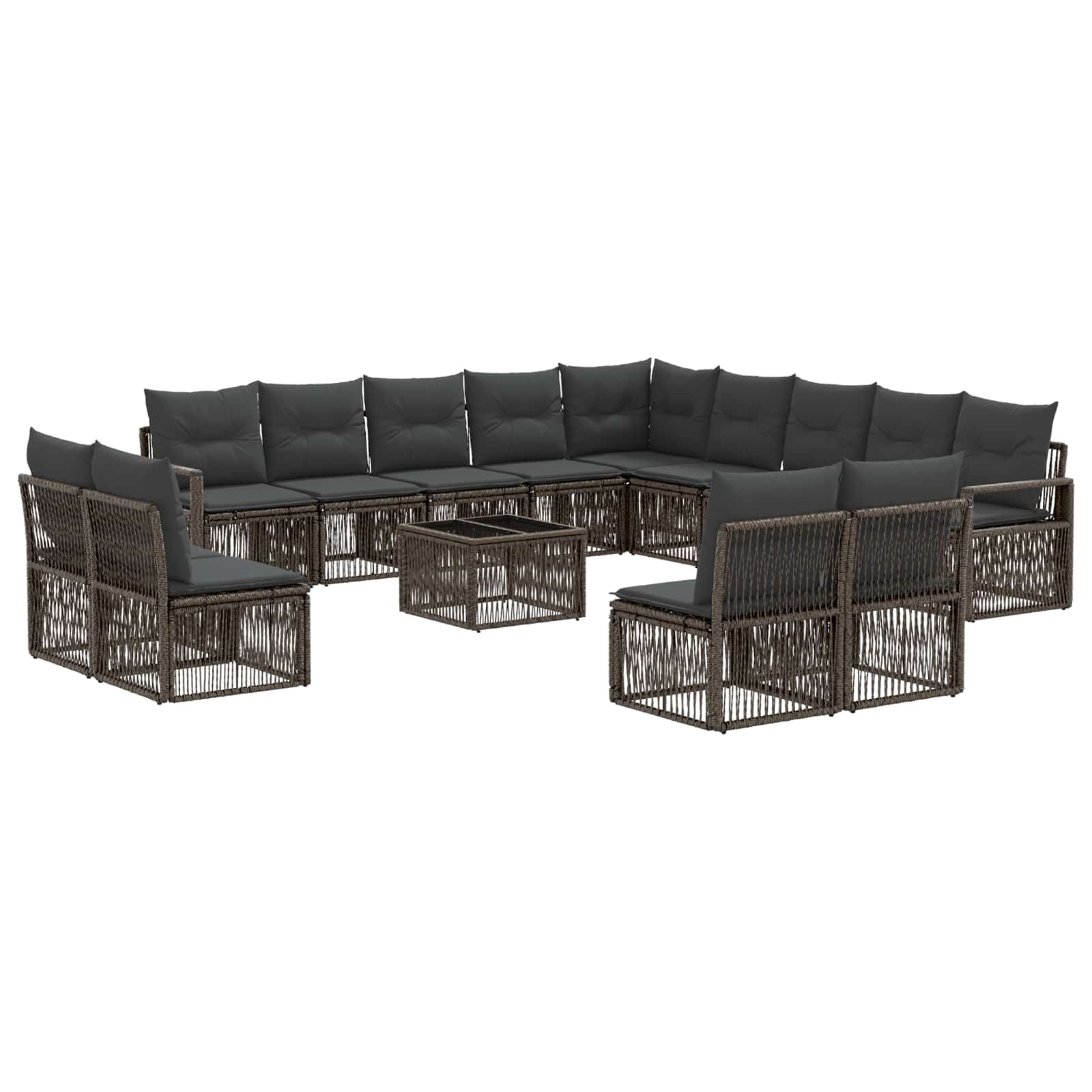 Zestaw Sof na Ogród 14 pcs Szary polirattan vidaXL