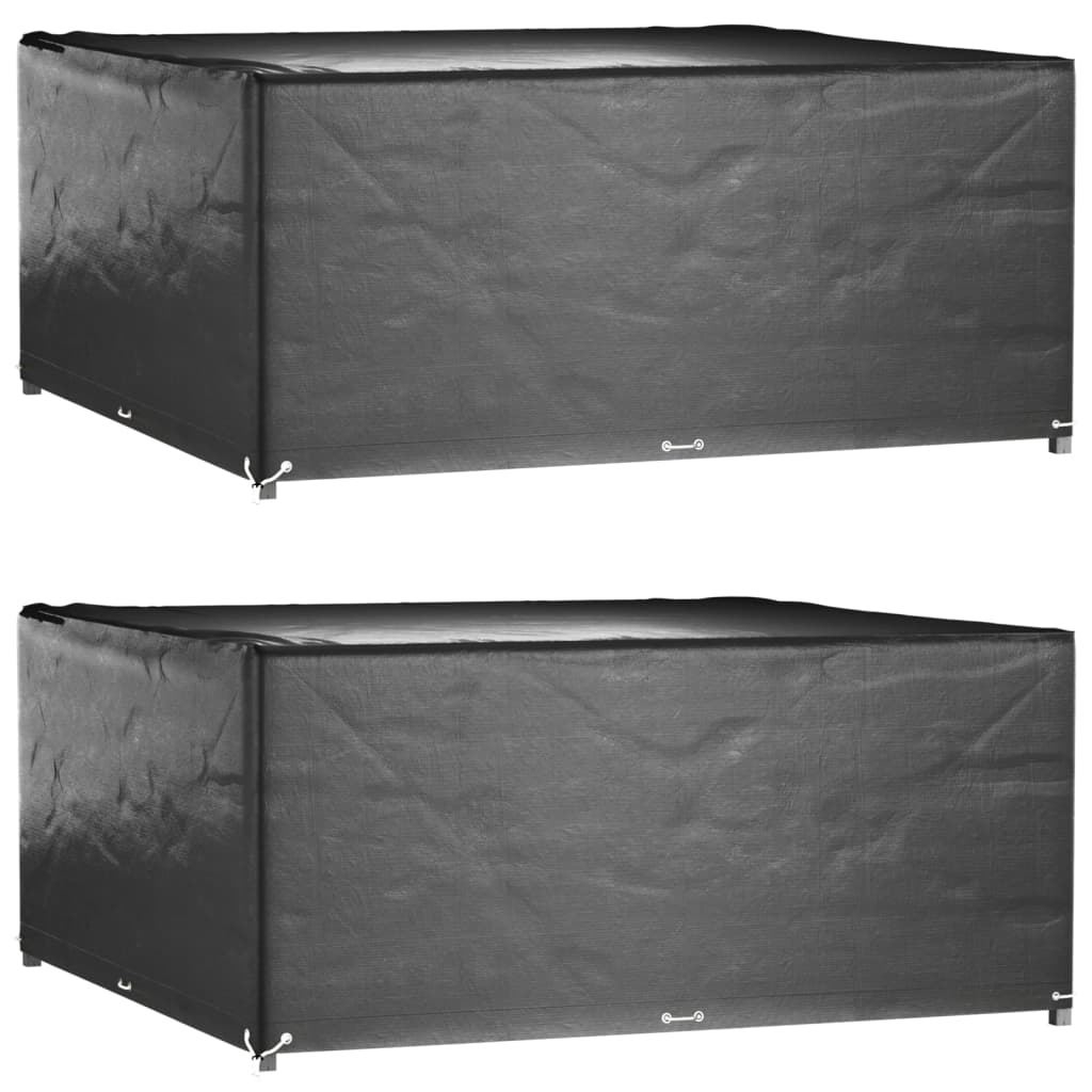 2x Pokrowiec na Meble Ogrodowe z Oczkami z Polietylenu 205x205 cm Czarny